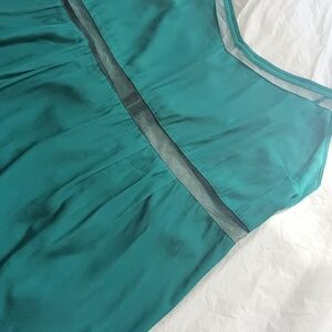 NEW! Green Shoestring-Strap Lined Party Dress with Strips of Sheer Detail, XL